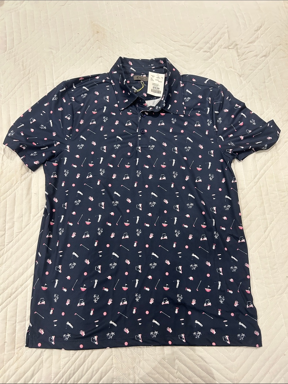 Kyodan Men's Navy Golf-Print Performance Polo